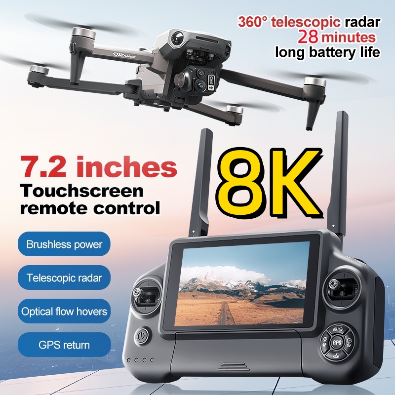 Rc Helicopter Electric - โดรนควอดคอปเตอร์ 8K 3 แกนกันสั่น พร้อมจอสัมผัส 7.2