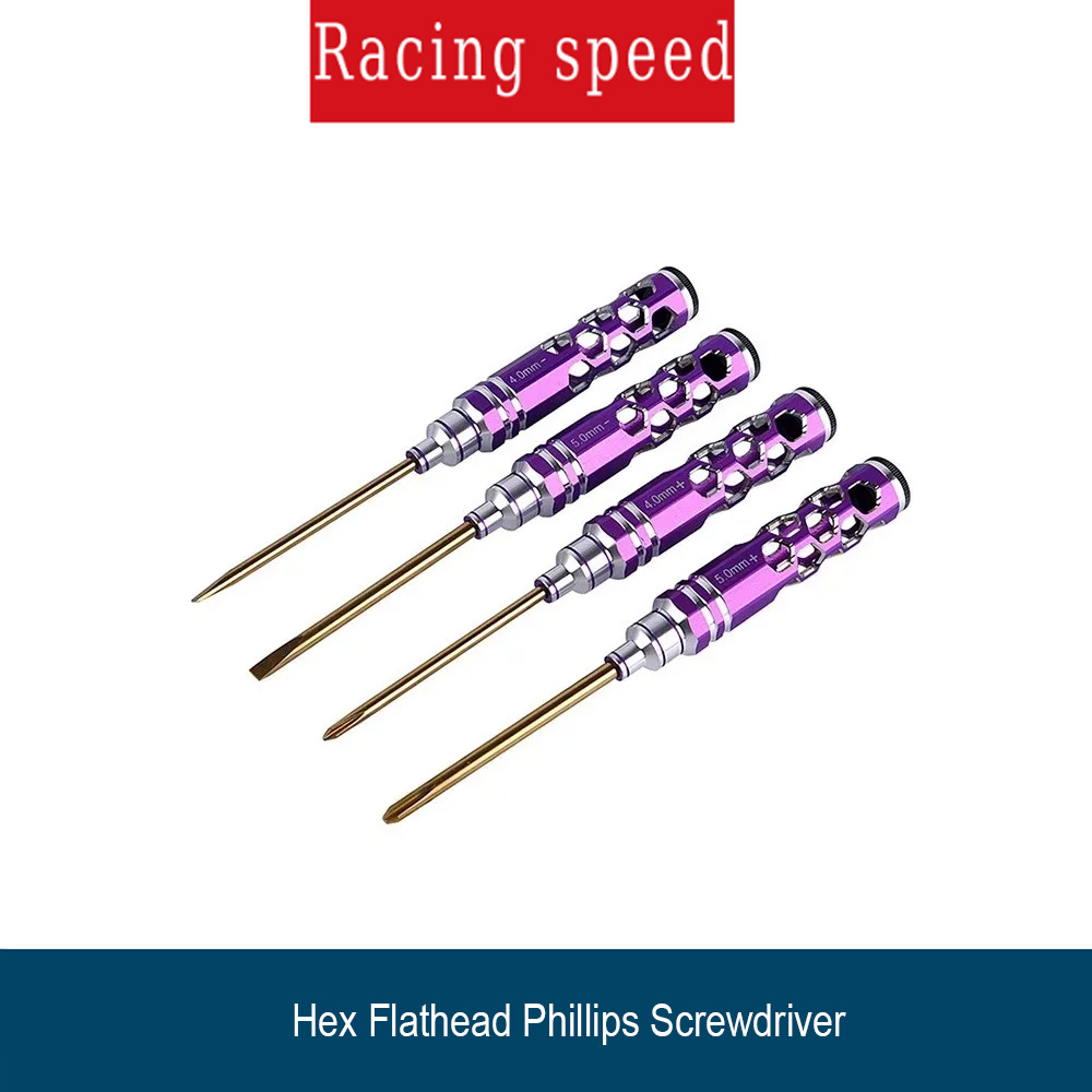 Rc Helicopter Tool Kit - ชุดไขควงหัวแบนหกเหลี่ยม 4 ชิ้น ขนาด 1.5/2.0/2.5/3.0/4.0/5.5/7.0/8.0 พร้อมด้ามจับแบบกลวง