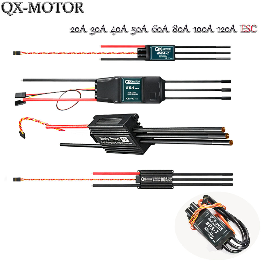 Rc Helicopter Parts - ตัวควบคุมความเร็วแบบไร้แปรงถ่าน 20A-120A ใช้ได้กับมอเตอร์พัดลมแบบท่อ QX-MOTOR EDF สำหรับโดรน