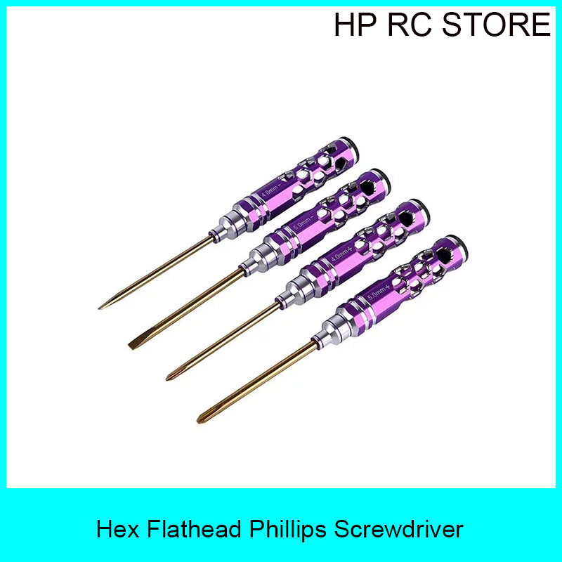 Rc Helicopter Tool Kit - ชุดไขควงหัวแบนหกเหลี่ยม 4 ชิ้น ขนาด 1.5/2.0/2.5/3.0/4.0/5.5/7.0/8.0 พร้อมด้ามจับแบบกลวง