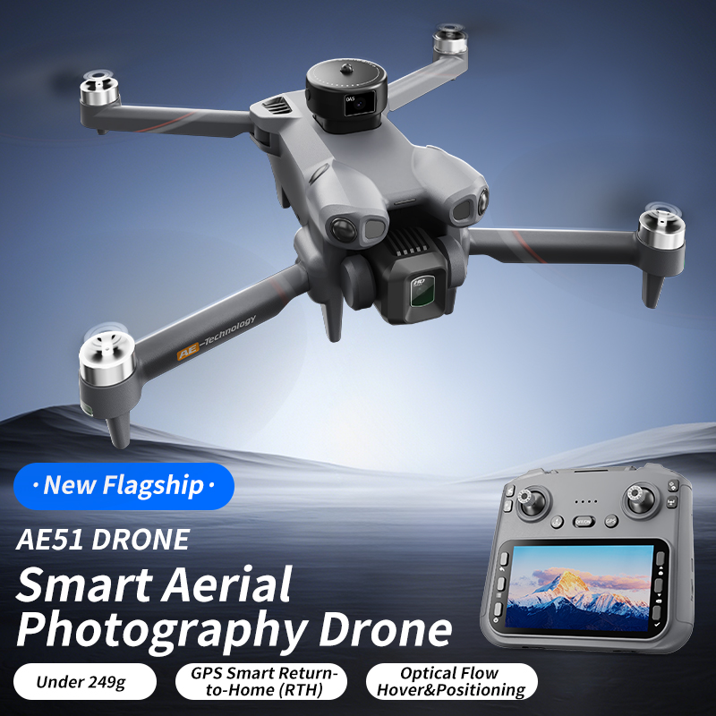 Rc Helicopter Large - โดรนบังคับวิทยุแบบพับได้ AE51 GPS พร้อมจอขนาดใหญ่ 4.5 นิ้ว