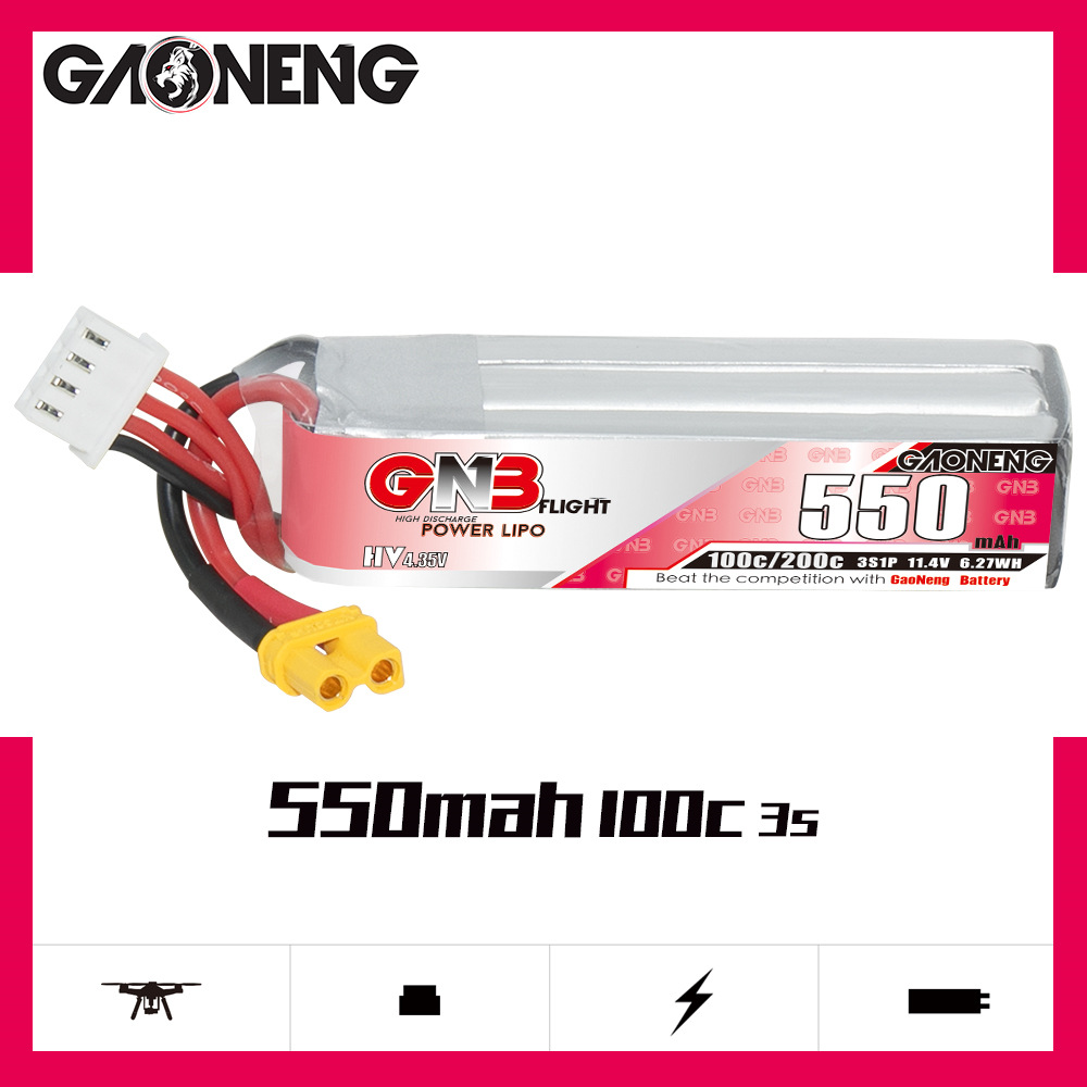 GNB HV 11.4V 550mAh 100C/200C  - Rc Helicopter Parts บทวิจารณ์และราคา